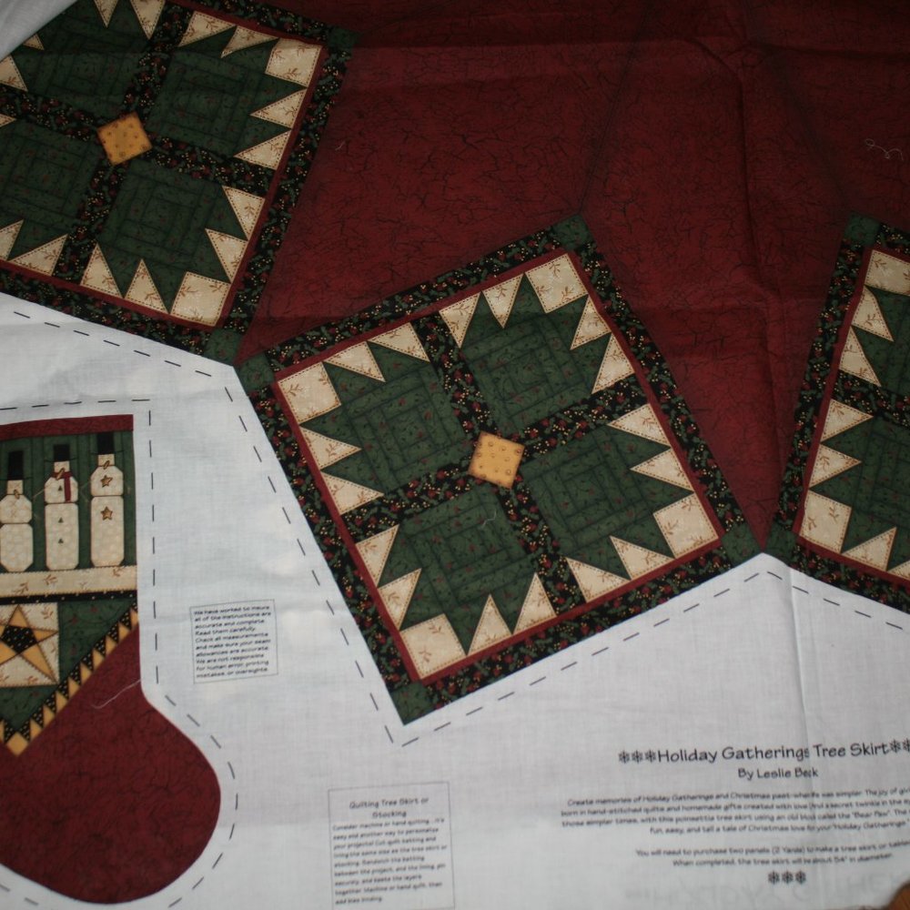 FABRIC - #1230 - Cotton - Christmas Tree Skirt & 2 Stockings Holiday Decor